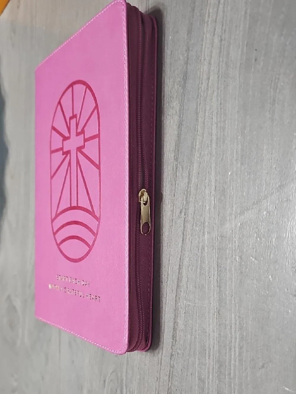 Devotional Zippered Journal with Embossed Cross and Gold Foil Accent